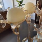 Vintage amber-tinted blown glass table décor set Candle holder