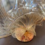 Vintage amber-tinted blown glass table décor set napkin holder