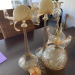 Vintage amber-tinted blown glass table décor set
